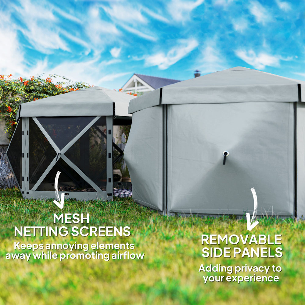 Outsunny 3 x 3m Light Grey Hexagon Pop Up Gazebo with 5 Sides Image 5