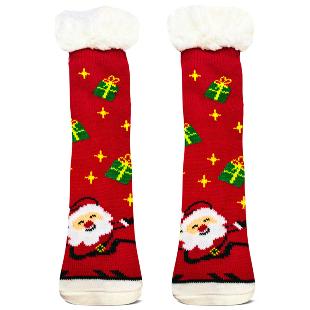 Noel Square Sherpa Fleece Santa Xmas Socks 3 Pack Image 5
