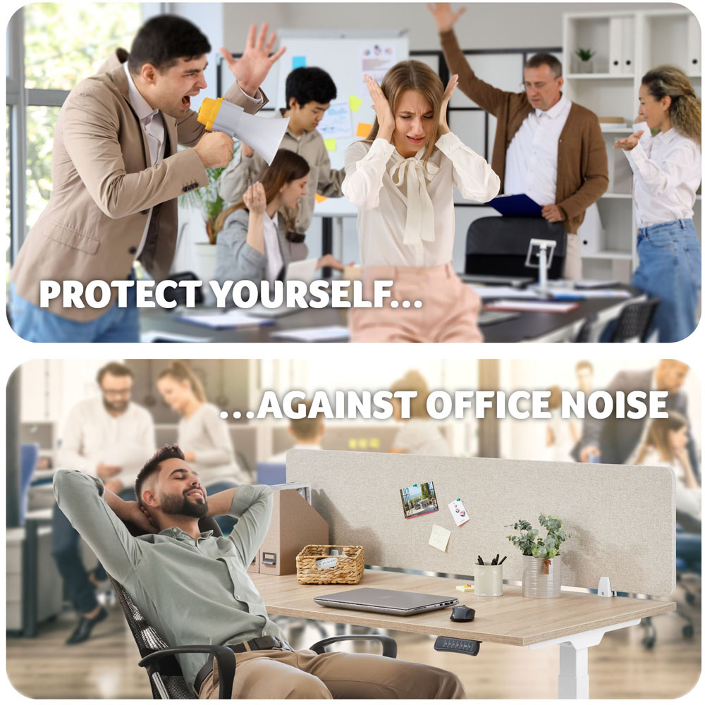 tectake Noisy Beige Plastic Desk Divider 160 x 40cm Image 7