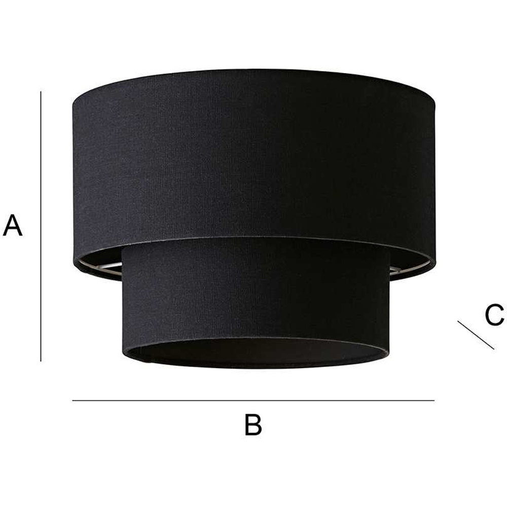ValueLights Jodie 2 Tier Black Linen Ceiling Drum Lamp Shade Image 7