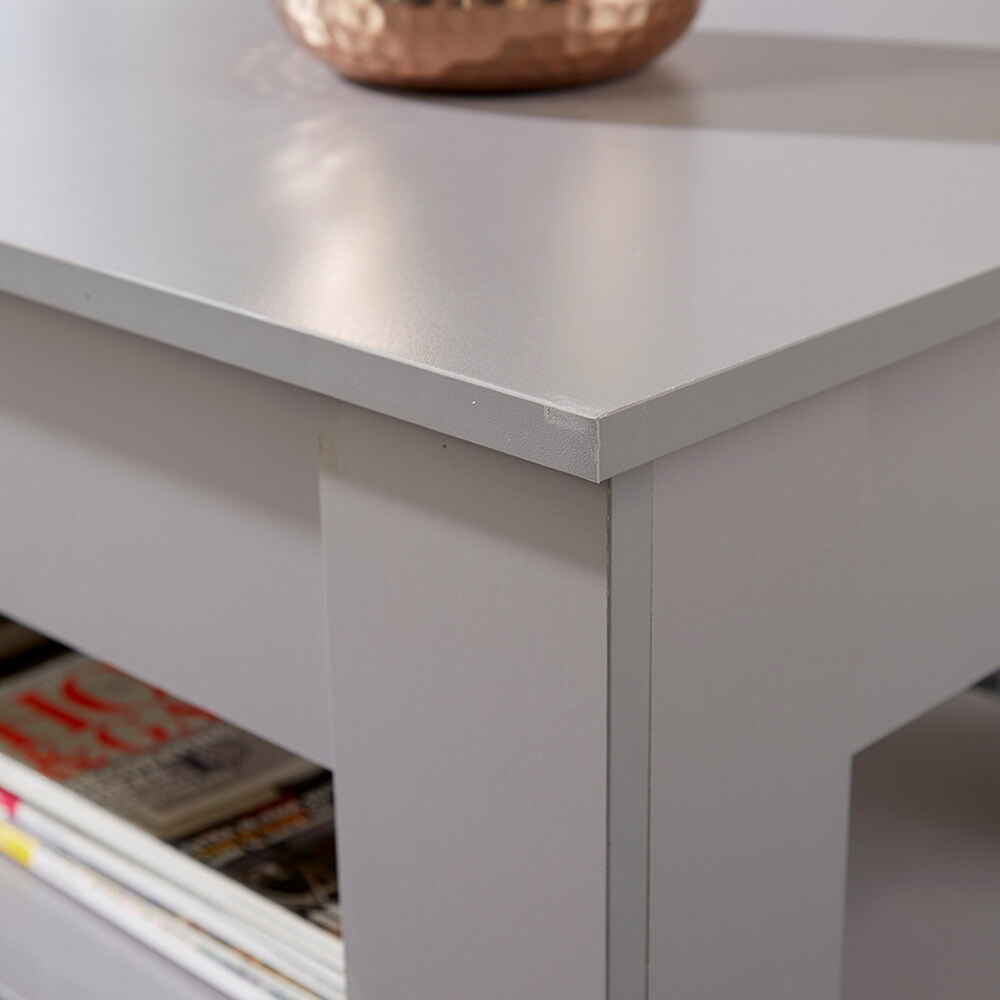 Home Source Orlando Single Shelf Grey Lift Up Storage Coffee Table Image 5
