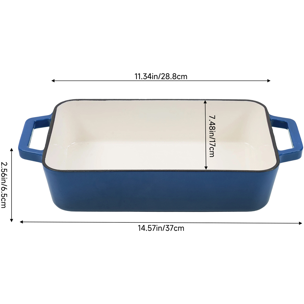 Living and Home 3.2L Blue Enamelled Cast Iron Rectangular Baking Dish Image 8