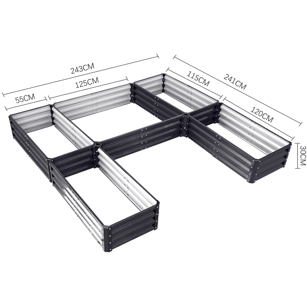 Living and Home 5 Compartment Black U-shaped Metal Raised Garden Bed Image 9