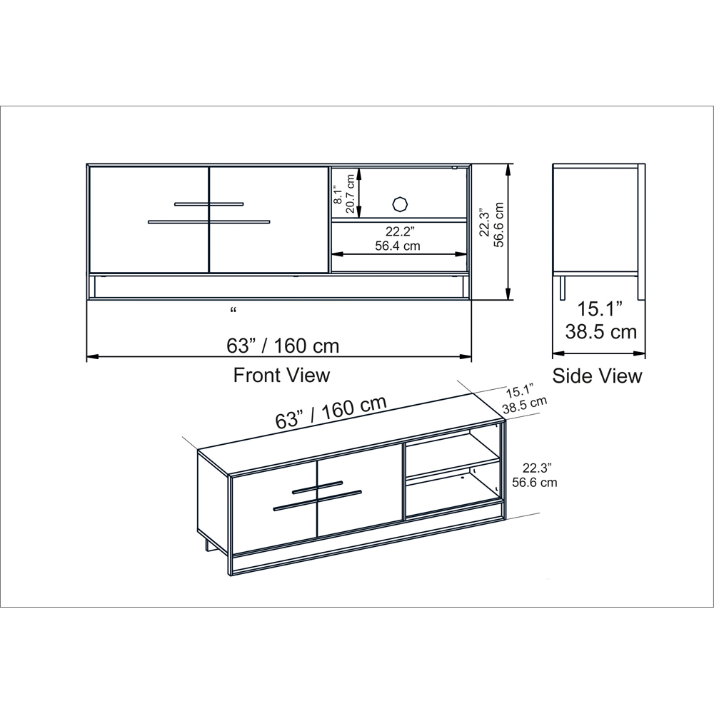 Decorotika Polka 2 Door White Marble and Gold TV Unit Image 7