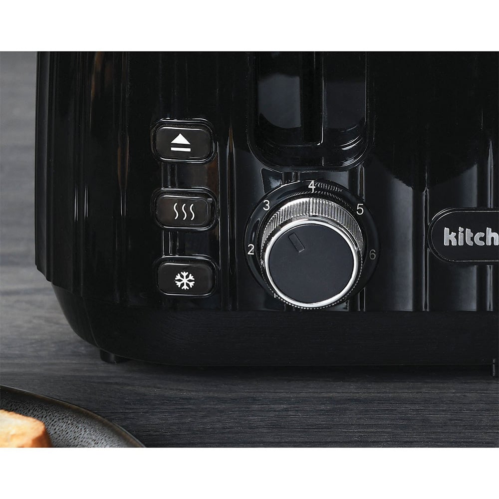 KitchenMaster Waterfall 4 Slice Toaster - Black Image 3