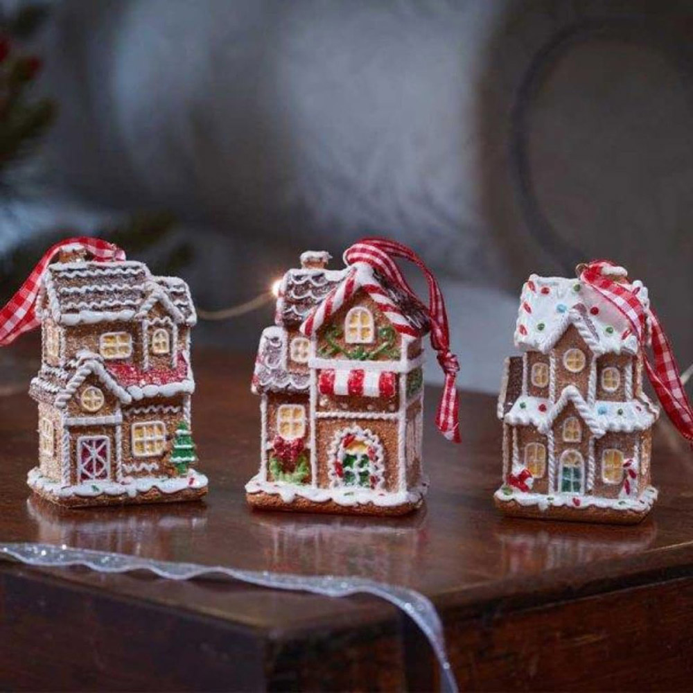 Marco Paul Gingerbread Town House Pendant Decoration 3 Pack Image 2