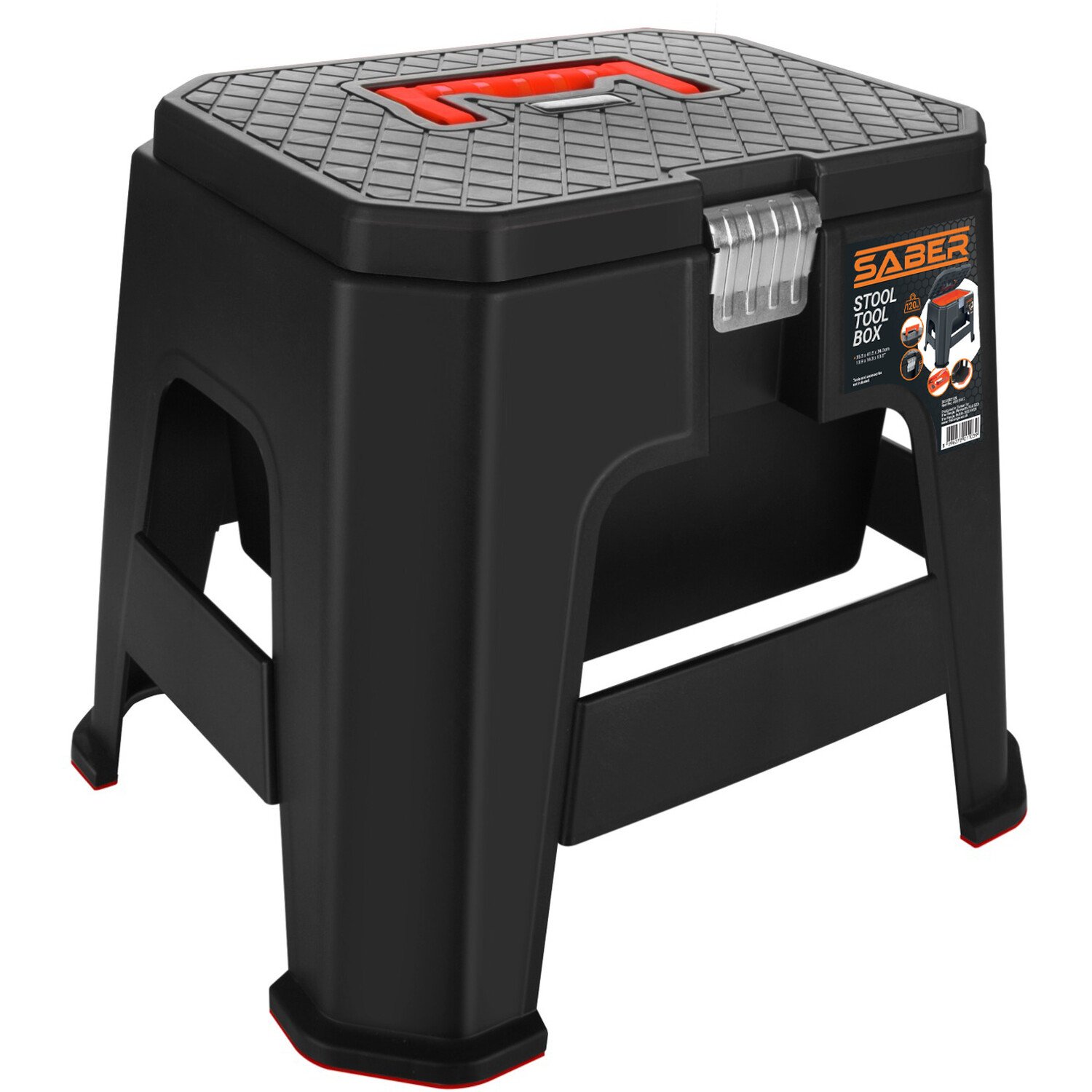 Saber Black and Orange Stool Tool Box Image 1