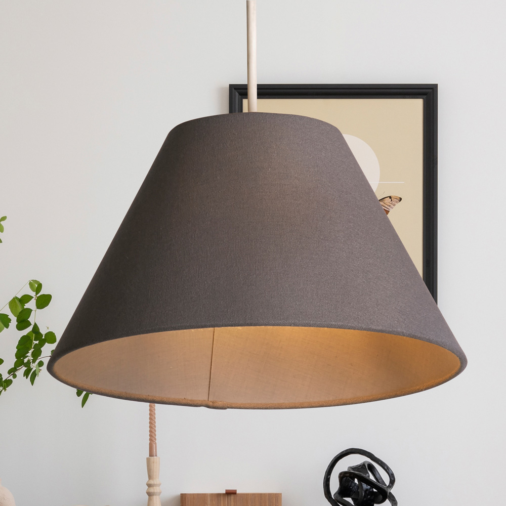 Lighting Collection Luna Linen Grey Tapered Shade Image 2