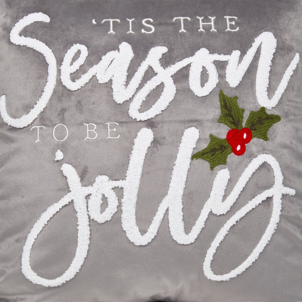 Square Season To Be Jolly Cushion - Grey Image 4