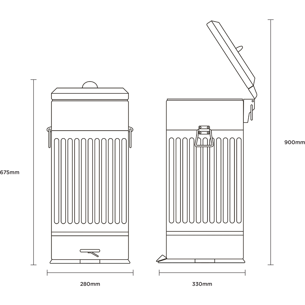 Charles Bentley Retro Square Steel Light Grey Kitchen Pedal Bin 30L Image 9