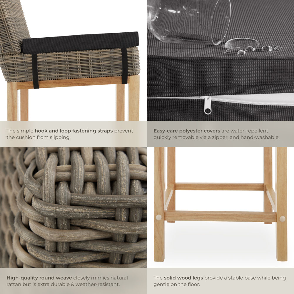 tectake Latina Nature Polyrattan and Aluminium Frame Bar Stool Image 5