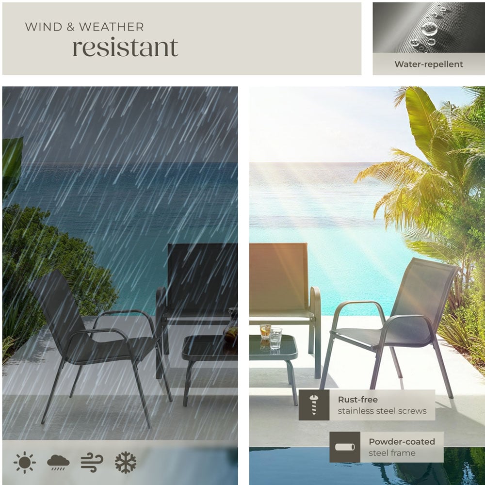 tectake Nora 4 Seater Anthracite Textilene Fabric Outdoor Seating Table Set Image 7