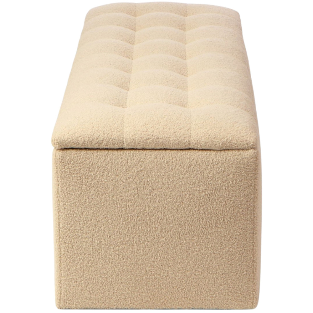 Desser Furniture Large Rectangular Latte Boucle Fabric Storage Ottoman Image 4