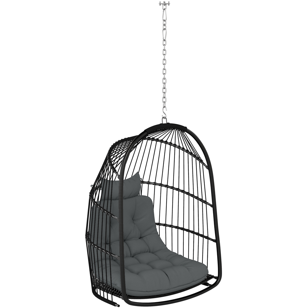 Outsunny Grey Rattan Indoor Outdoor Egg Chair with Installation Kit Image 2