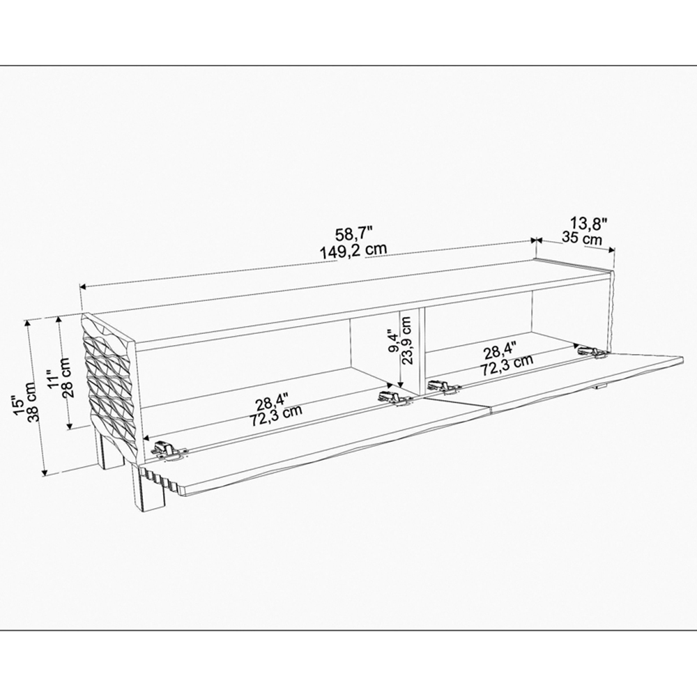 Decorotika Lerze 2 Door Oak and White TV Unit Image 7
