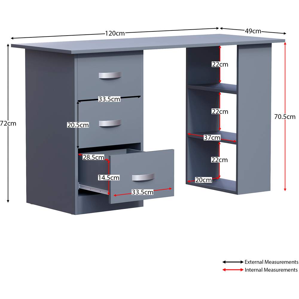 Vida Designs Mason Computer Desk Grey Image 9