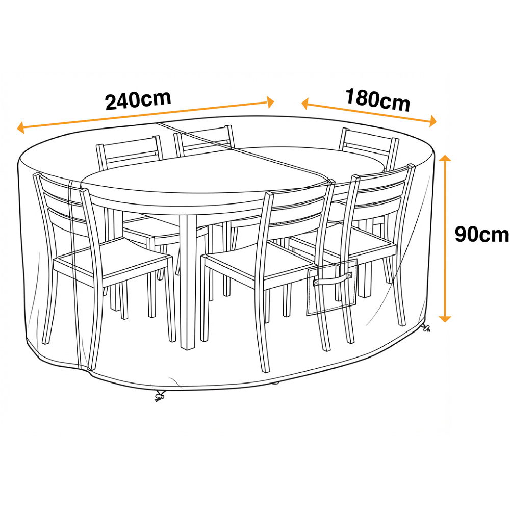 Sahara Premium Black Oval Garden Furniture Cover 90 x 240 x 180cm Image 7