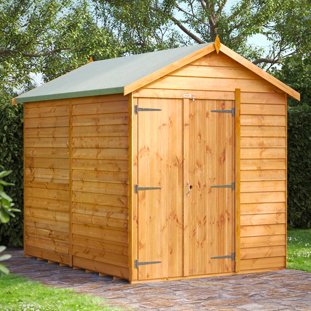 Power Sheds 8 x 6ft Double Door Overlap Apex Wooden Shed Image 2