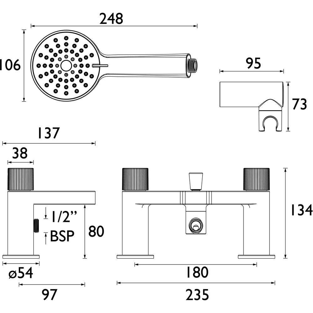 Bristan Liso Chrome Bath Shower Mixer Tap with Handset Image 9