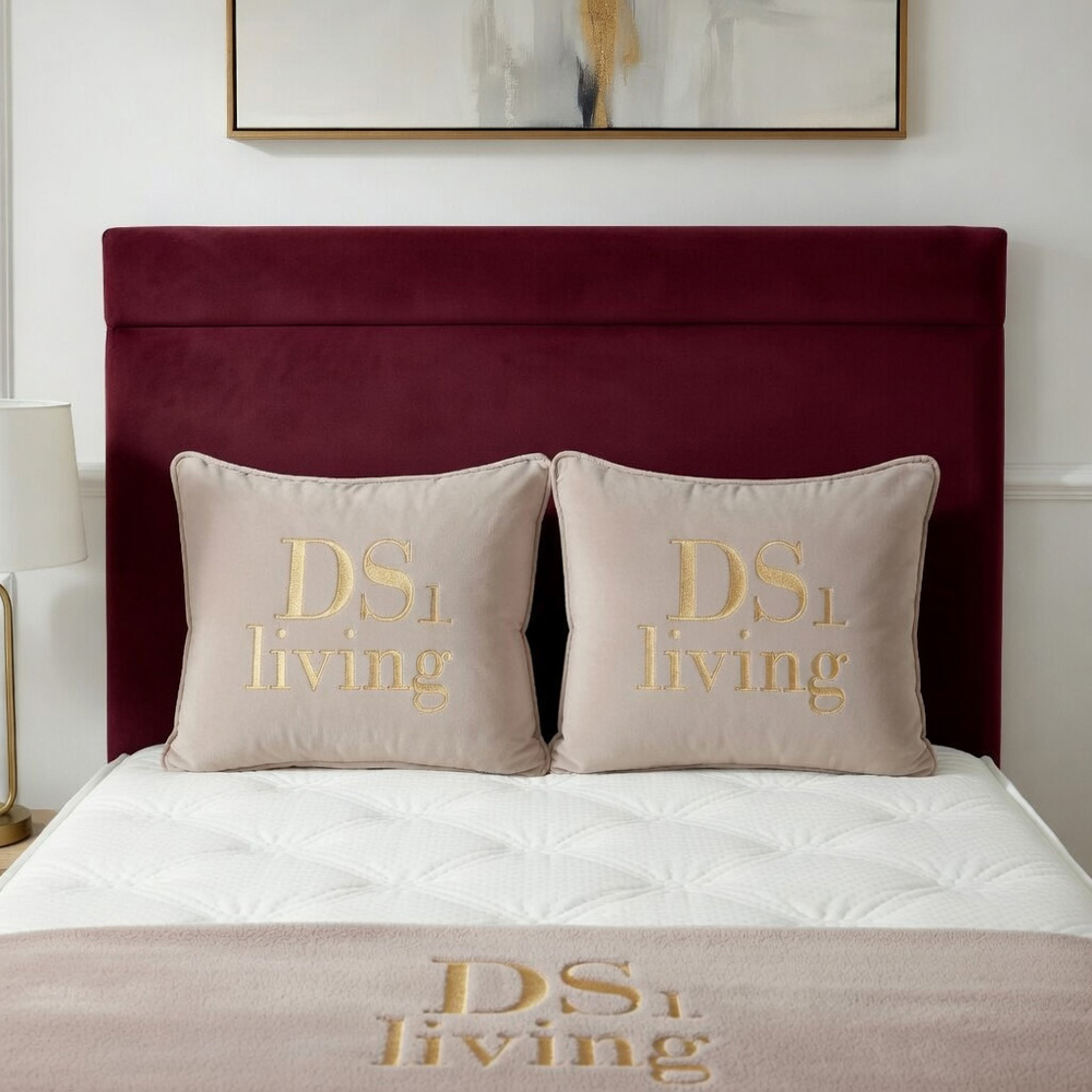 DS Living Majesty King Size Maroon Plush Velvet Ottoman Bed Image 3