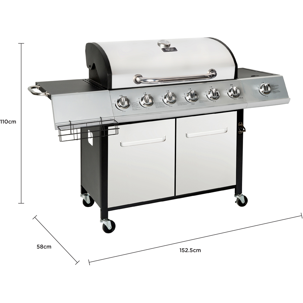Charles Bentley Premium 6 + 1 Burner Gas BBQ Silver Image 9