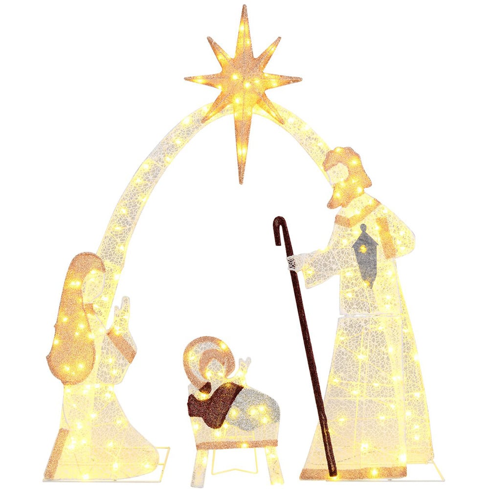 Costway 160 Warm White LED Christmas Nativity Set 3.6ft Image 4