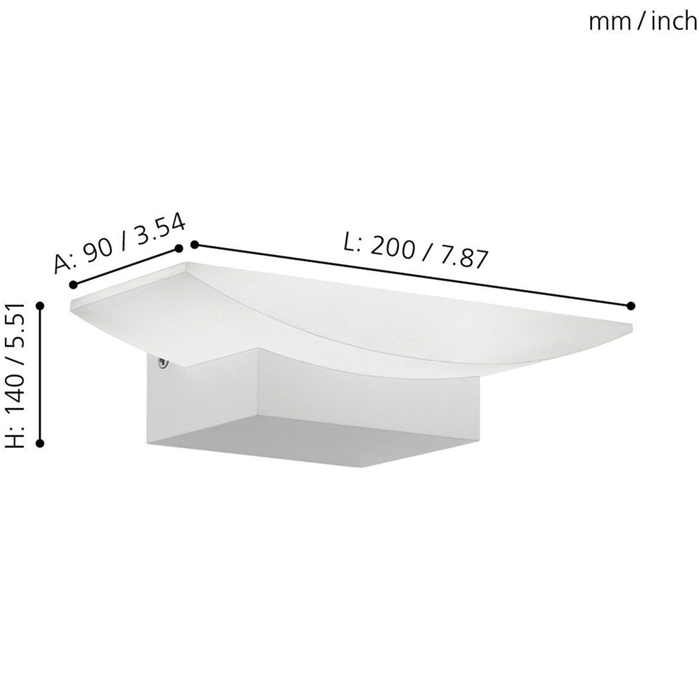 EGLO Metrass Plastic and Aluminium White Uplighter LED Wall Light Image 4