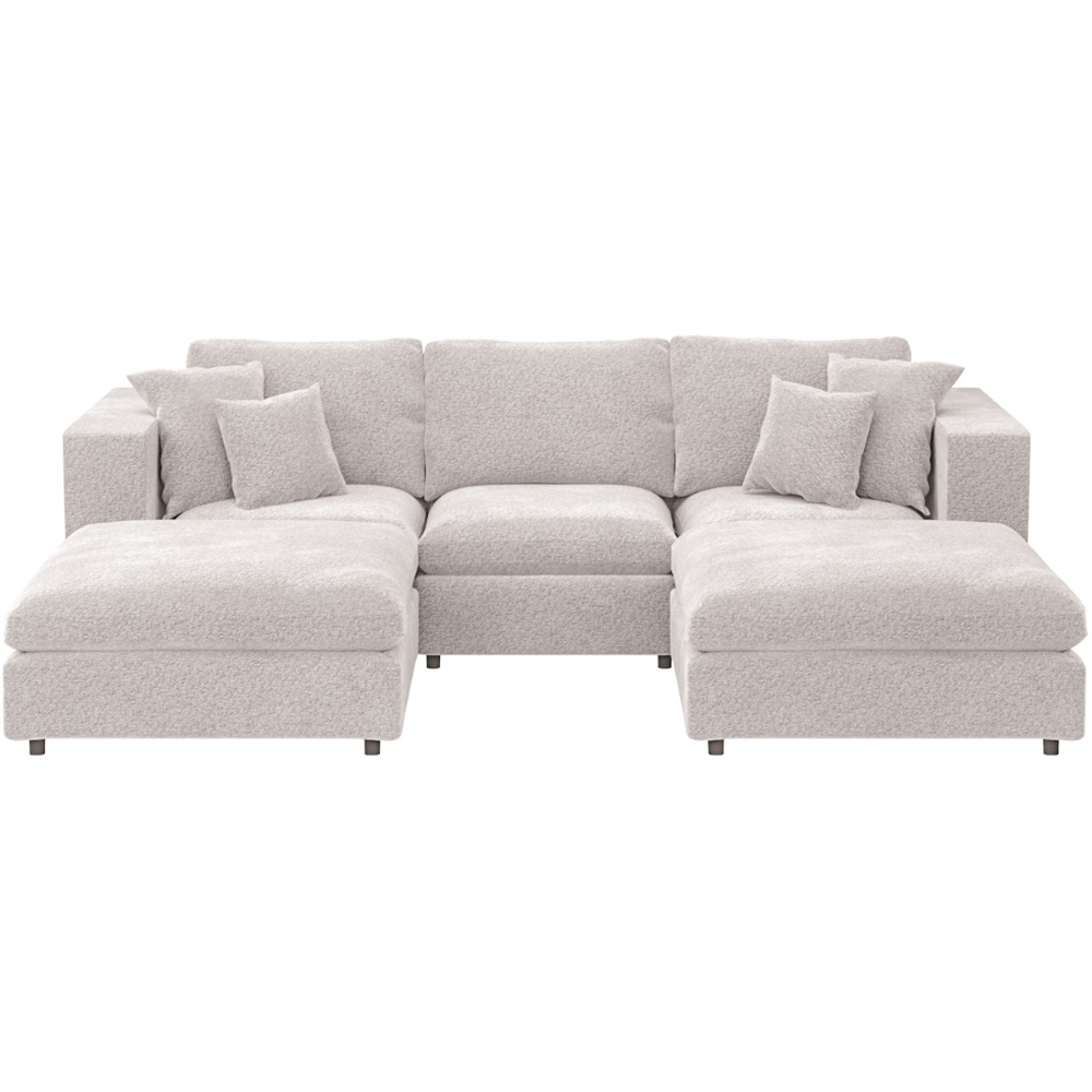 SOLACE+CO Asher 4 Seater Beige Boucle U Shape Sofa with Footstool Image 3