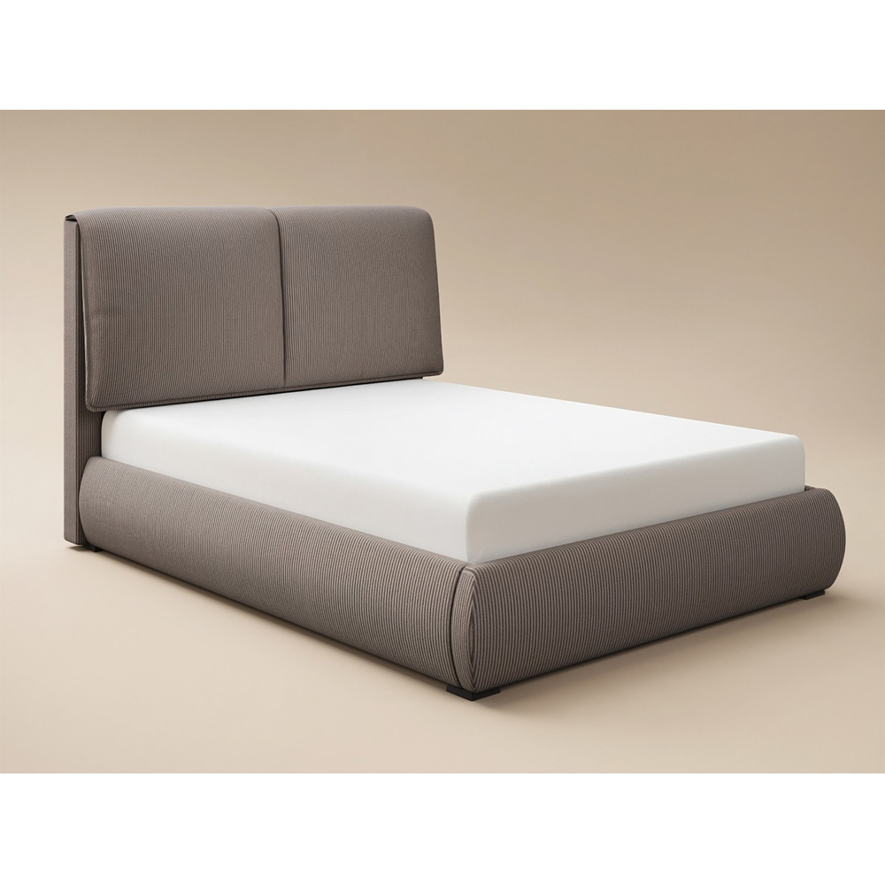 SOLACE+CO Lydia Brown Double Cord Ottoman Bed with Plush Padded Headboard Image 2