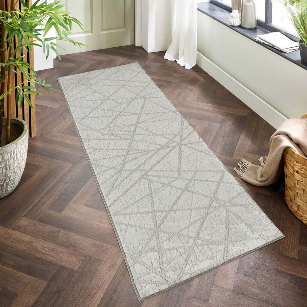 Desire Rugs Perla Grey Modern Abstract Linear Axis Design Rug 60 x 220cm Image 2