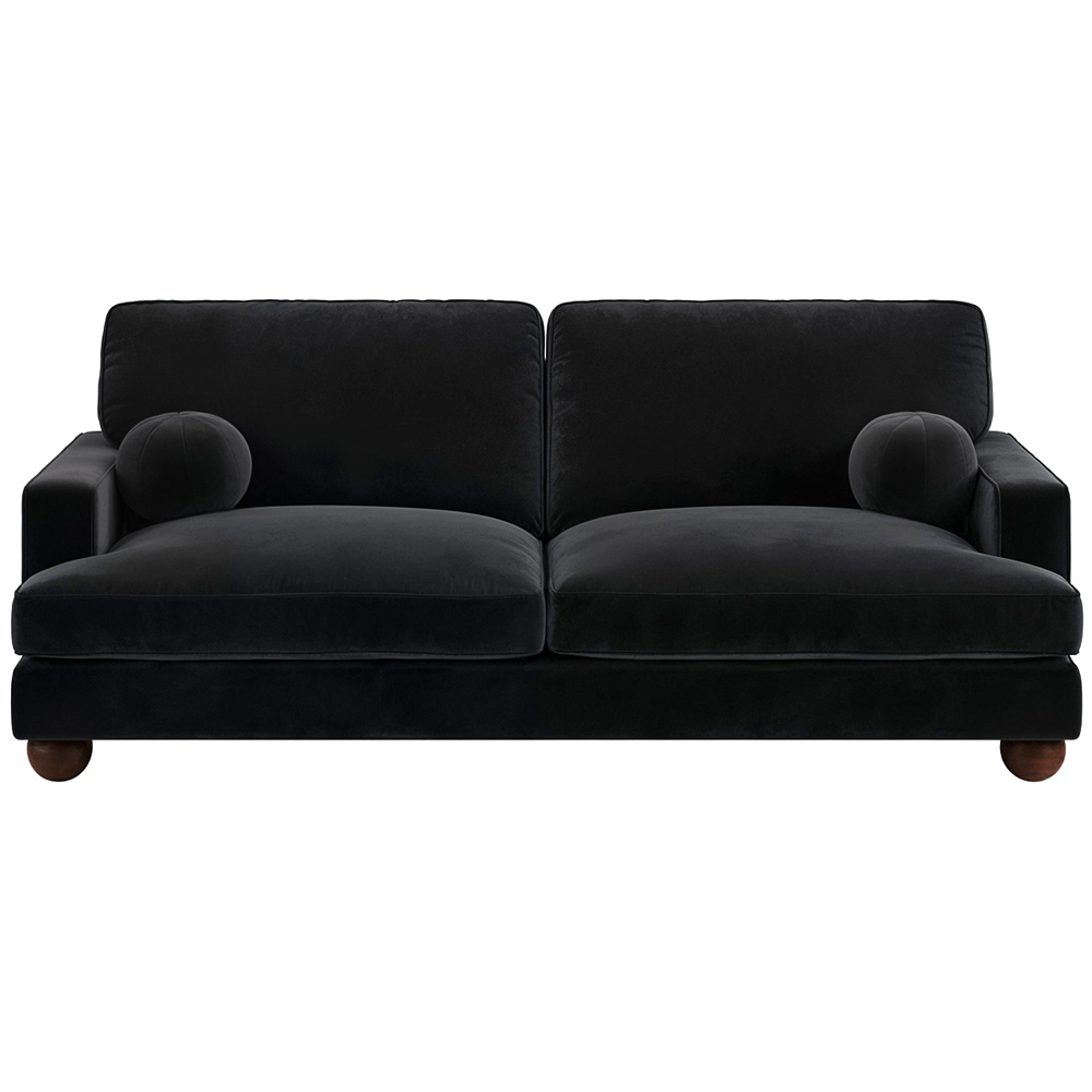 Solace+Co Addison 3 Seater Black Velvet Sofa Image 2