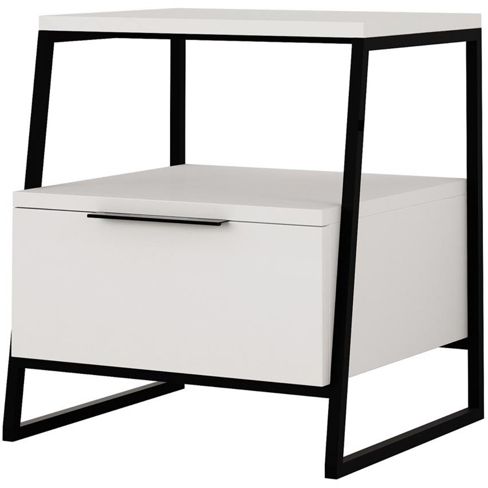 FWStyle Pal Single Drawer White Bedside Table Image 2