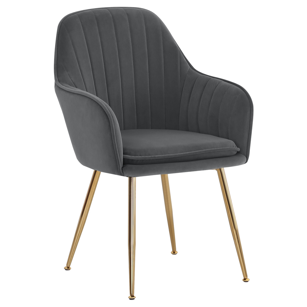 Living and Home Set of 2 Grey Modern Velvet Upholstered Dining Chair Image 2