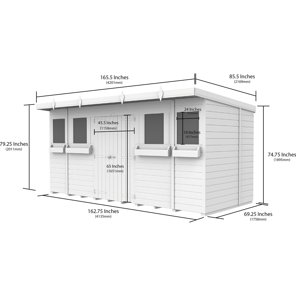 DIY Sheds 14 x 6ft Tongue and Groove Timber Pent Summer Garden Shed Image 8