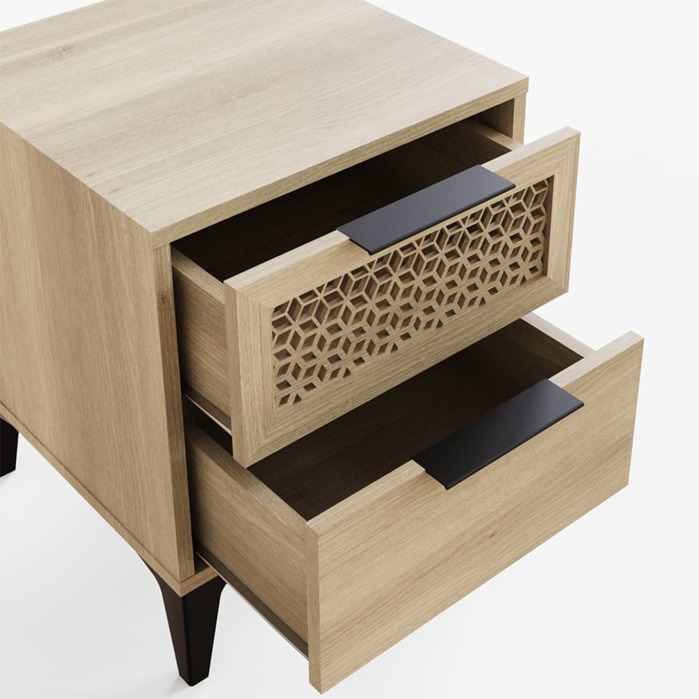 GFW Ezra 2 Drawer Oak Bedside Table Image 6