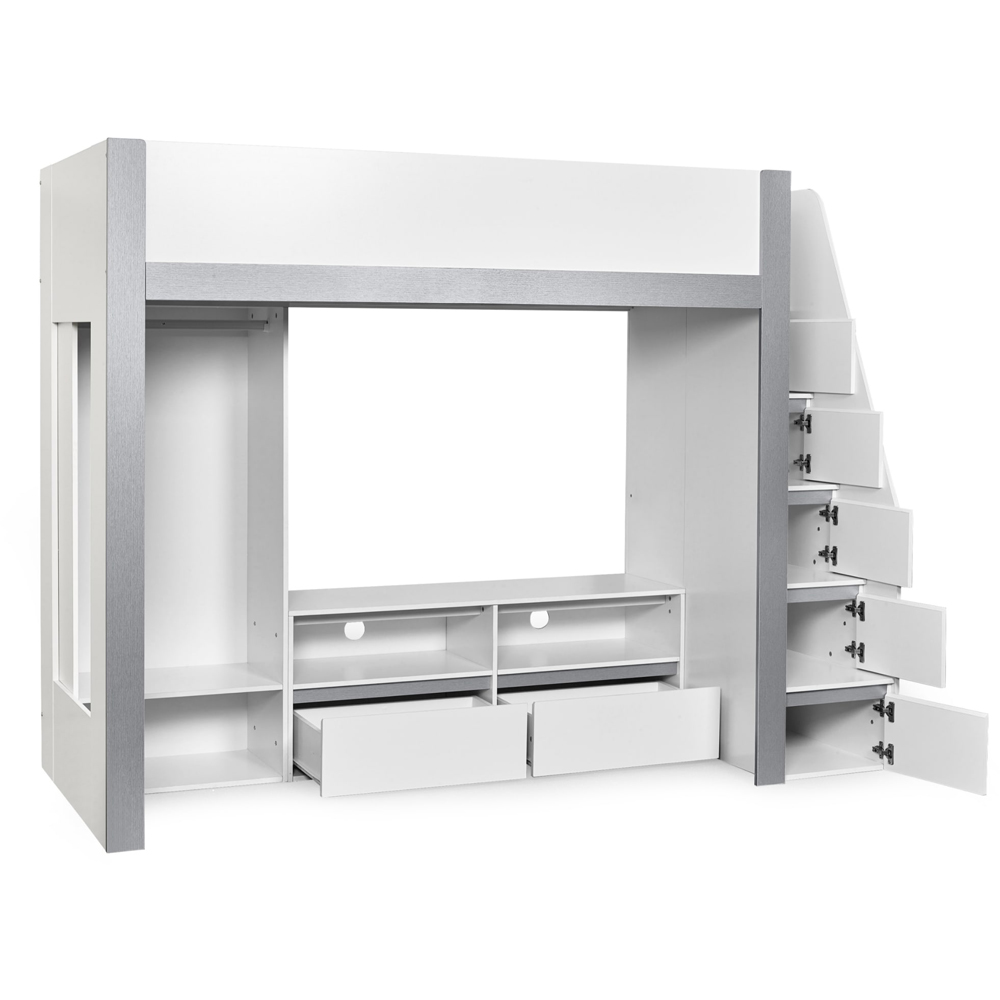 Julian Bowen Gaia Single White and Silver High Sleeper TV Bed Image 4