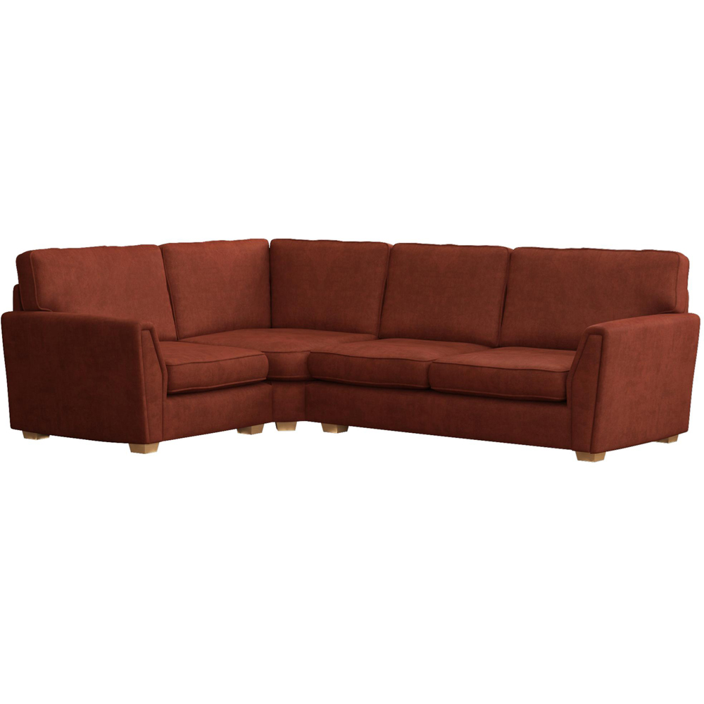 Wendleberry 3 Seater Marmalade Plush Velvet Fixed Back Left Hand Corner Sofa Image 2