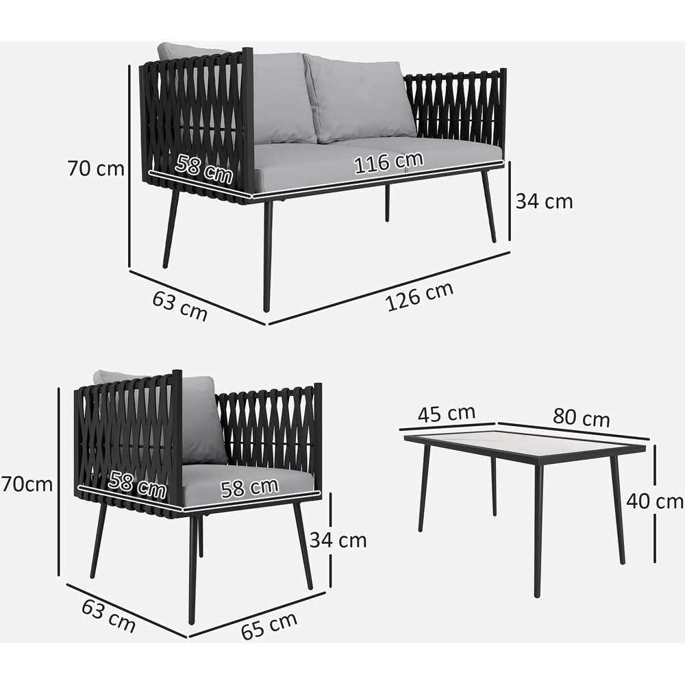 Outsunny 4 Seater Light Grey Garden Sofa Set Image 9