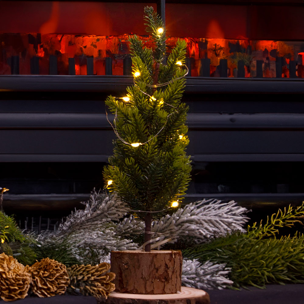 St Helens 30cm Green Light Up Wooden Mini Christmas Tree Image 4