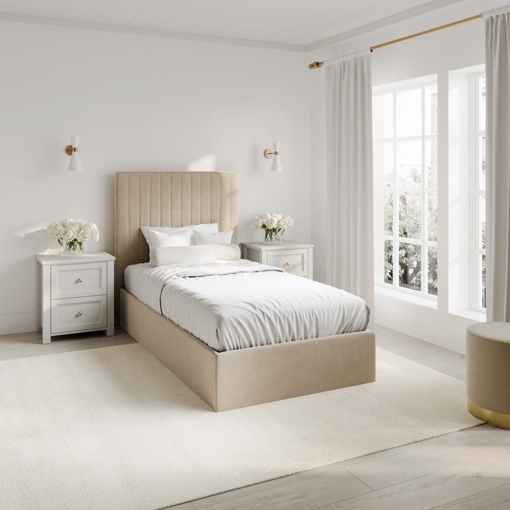LPD Home Berlin Beige Single Tall Ottoman Bed Image 7