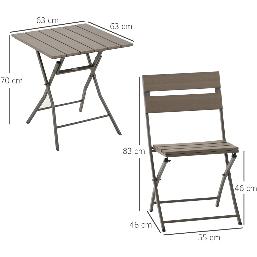 Outsunny Foldable 2 Seater Garden Bistro Set Grey Image 8