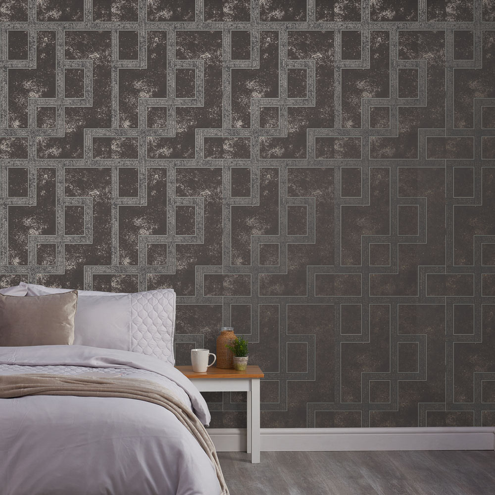 Boutique Gilded Greek Key Smokey Quartz Wallpaper Image 4