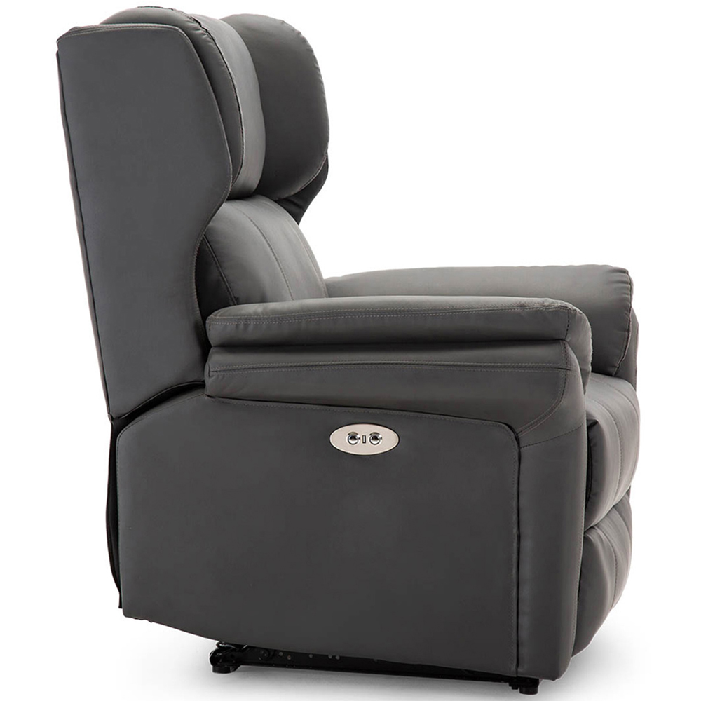 Furniture Online Slate Bonded Leather Wingback Electric Recliner Chair with USB Port Image 4