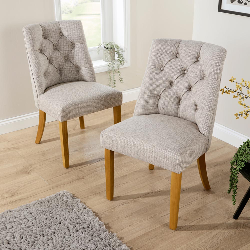 Home Source Samara Set of 2 Natural Tufted Dining Chair Image 7
