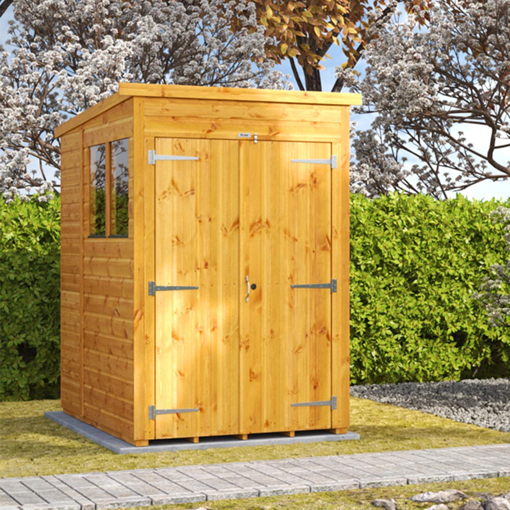 Power Sheds 4 x 6ft Double Door Pent Wooden Shed Image 2