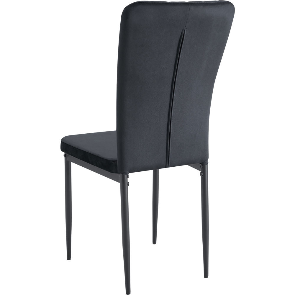 Elle Set of 4 Black Velvet Effect Plush Padded Upholstered Dining Chair Image 5