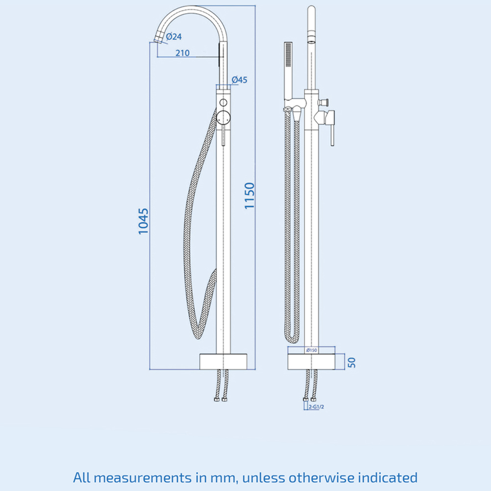 Nes Home Rosette Chrome Freestanding Bath Shower Mixer with Basin Sink Mono Tap Image 3