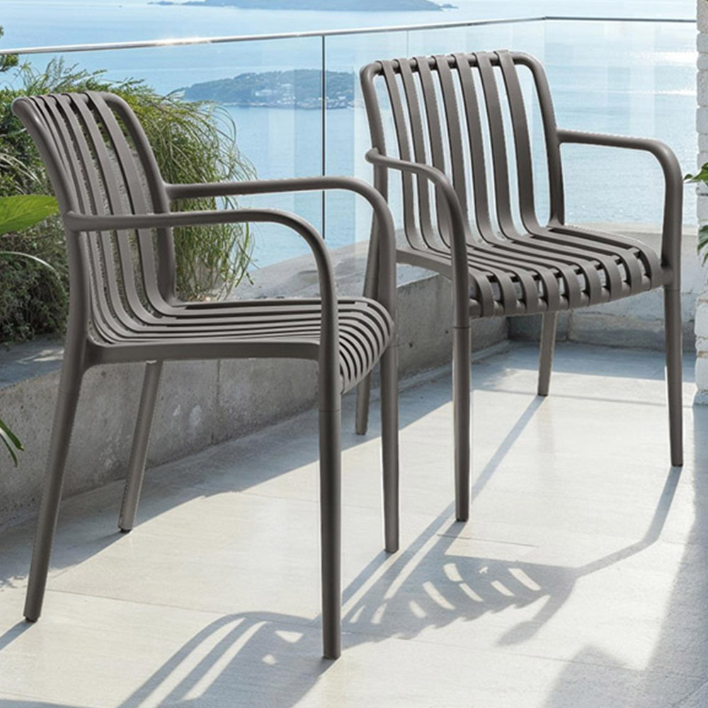 tectake Alcudia Set of 2 Anthracite Garden Chair Image 1