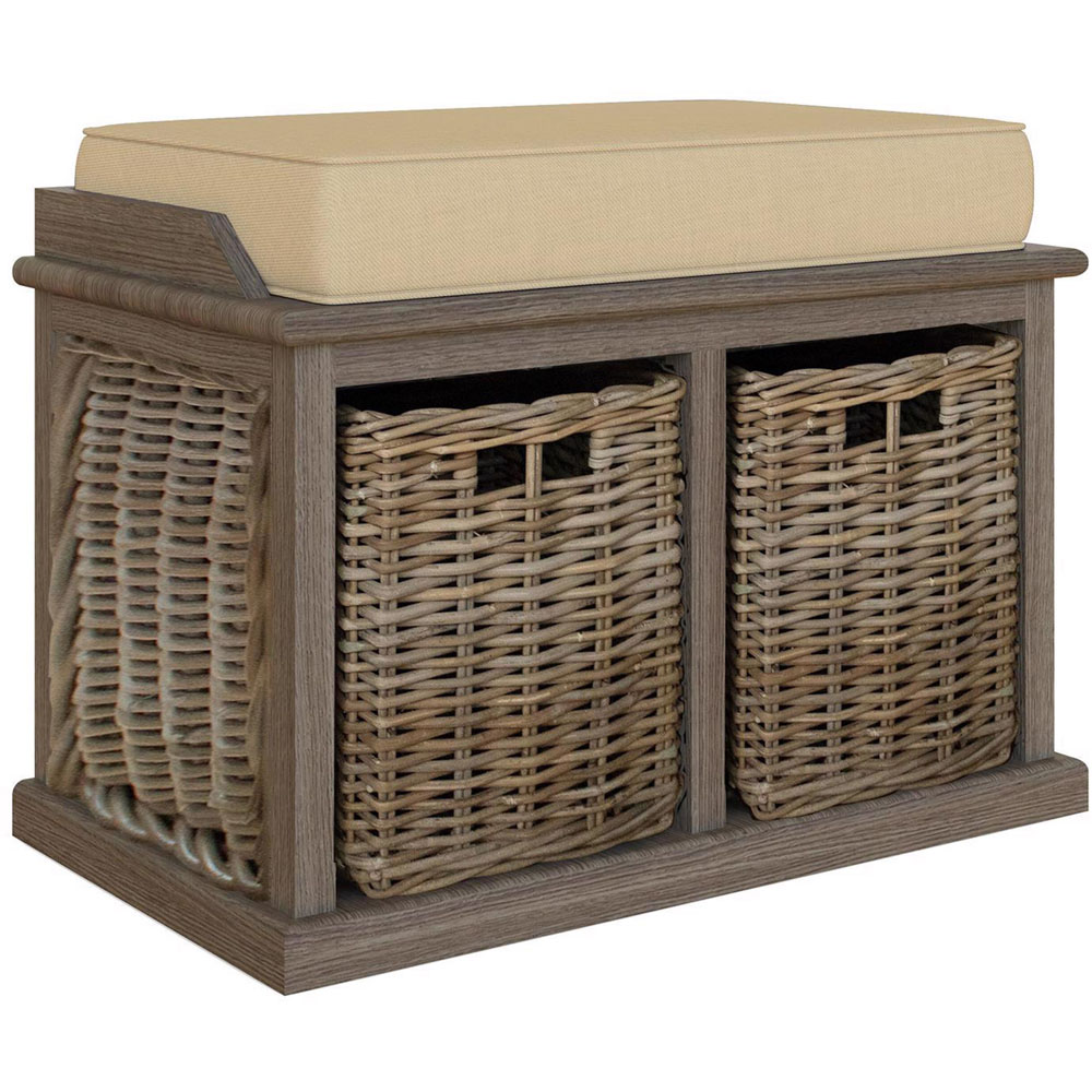 FWStyle Maya 2 Seater Kubu Rattan Handmade Bench with Storage Basket Image 2