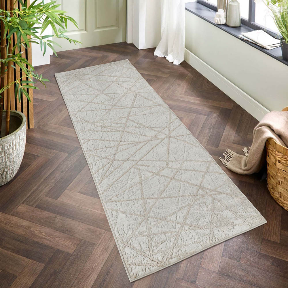 Desire Rugs Perla Beige Modern Abstract Linear Axis Design Rug 60 x 220cm Image 2